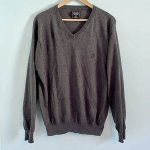 CHAPS Men’s Size XL Gray Cotton & Cashmere Long Sleeve V-Neck Pullover Sweater